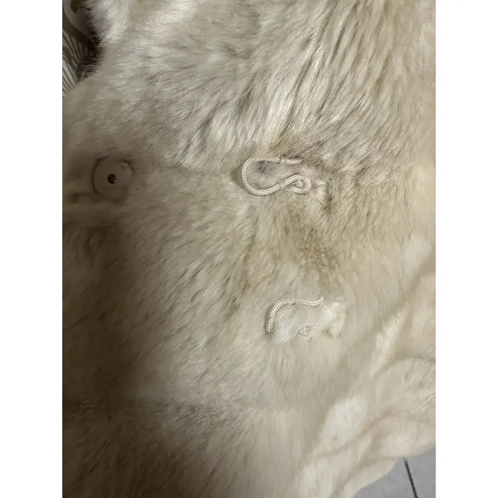 IDEOLOGY LIGHT TAN BROWN FAUX FUR JACKET RETRO STYLE Honey Coat Soft XL Hook Eye - Picture 9 of 10